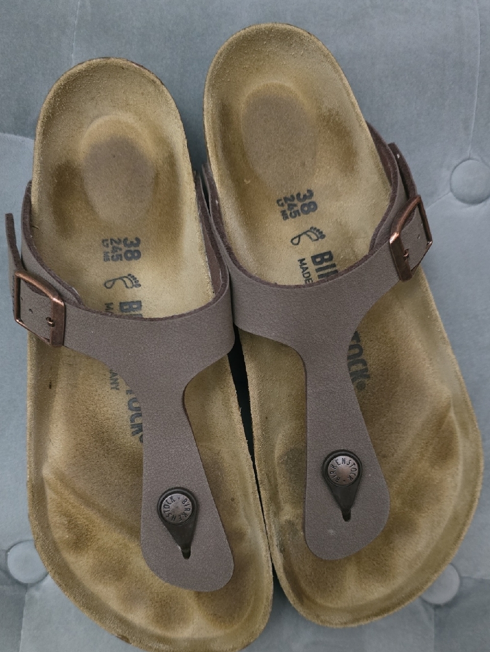 Birkenstock Taupe Sandal with Copper Buckle